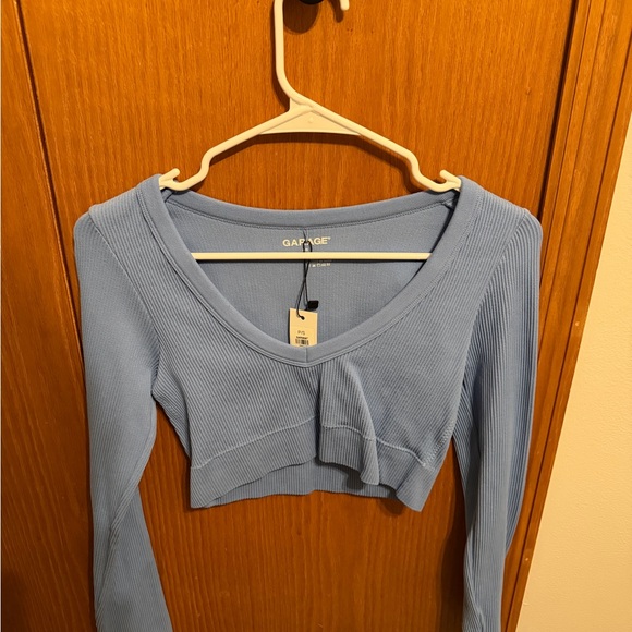 Garage Women's Light Blue Ribbed Crop Top - Picture 2 of 4